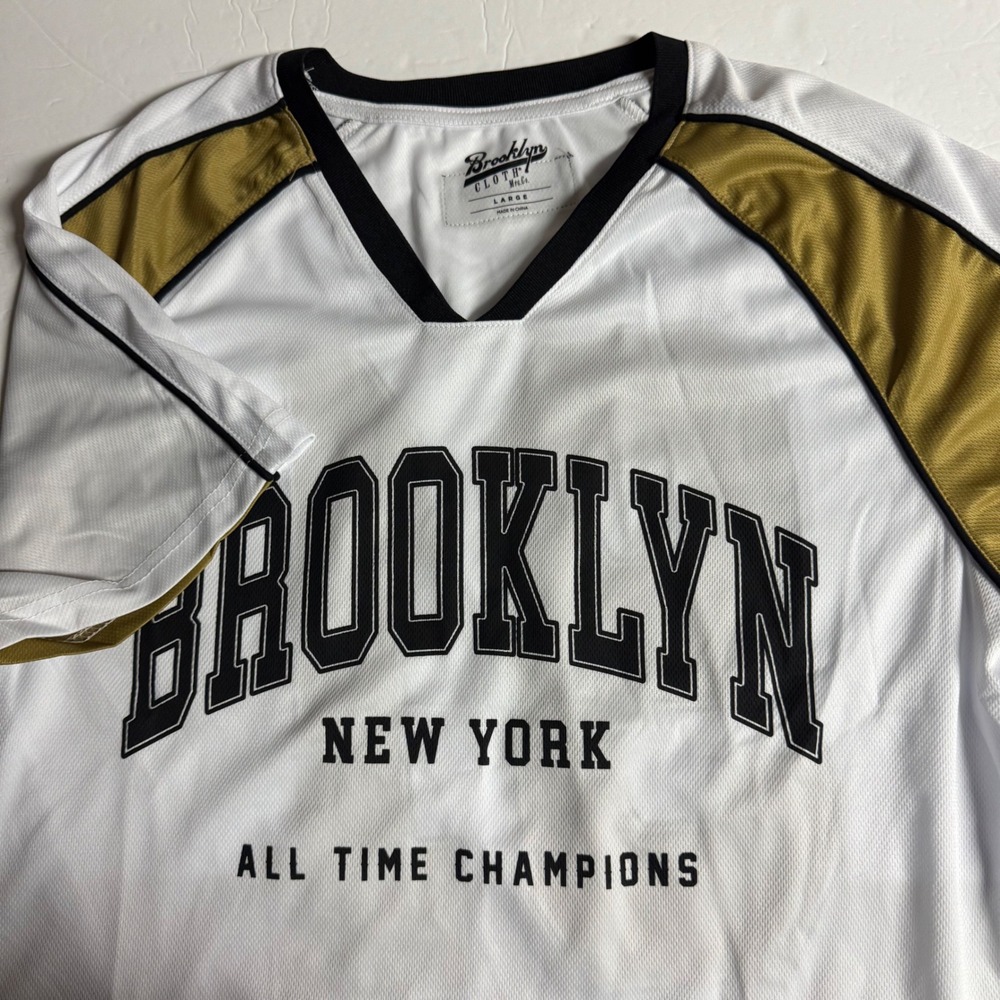 Brooklyn New York All Time Champions Jersey White Gold‎ Men's Large #91